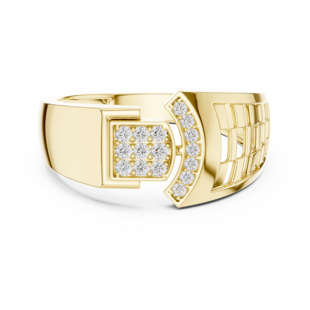 Elegant Diamond Fashion Ring – Modern Square Cluster Diamond Gold Ring