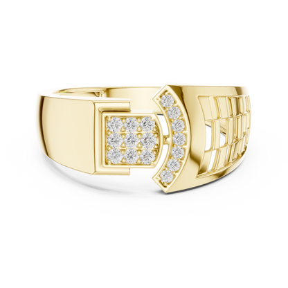 Elegant Diamond Fashion Ring – Modern Square Cluster Diamond Gold Ring