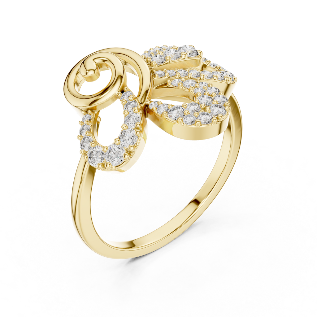 Elegant Twist Diamond Gold Ring