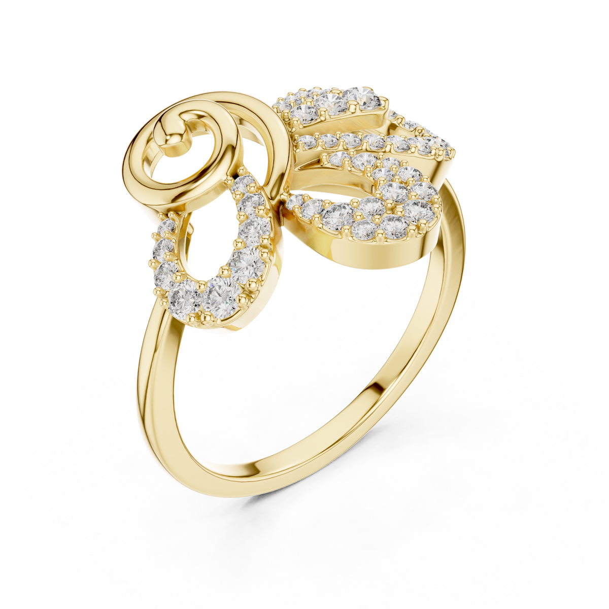 Elegant Twist Diamond Gold Ring