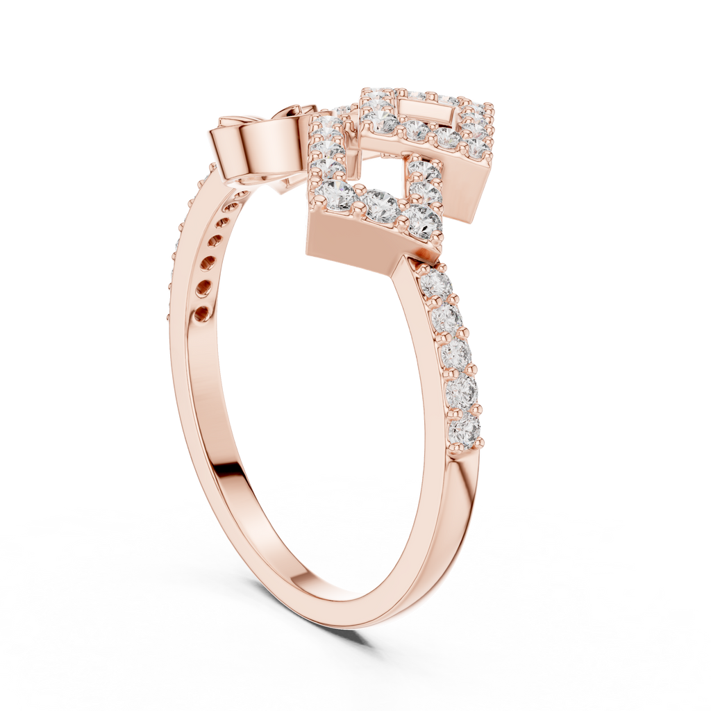 Luxury Square Frame Diamond Designer Ring