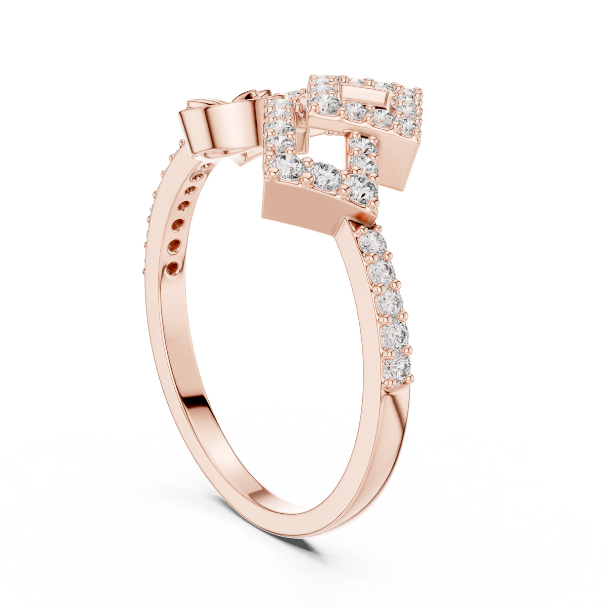 Luxury Square Frame Diamond Designer Ring