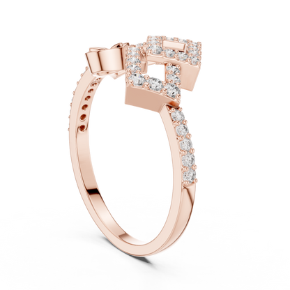Luxury Square Frame Diamond Designer Ring