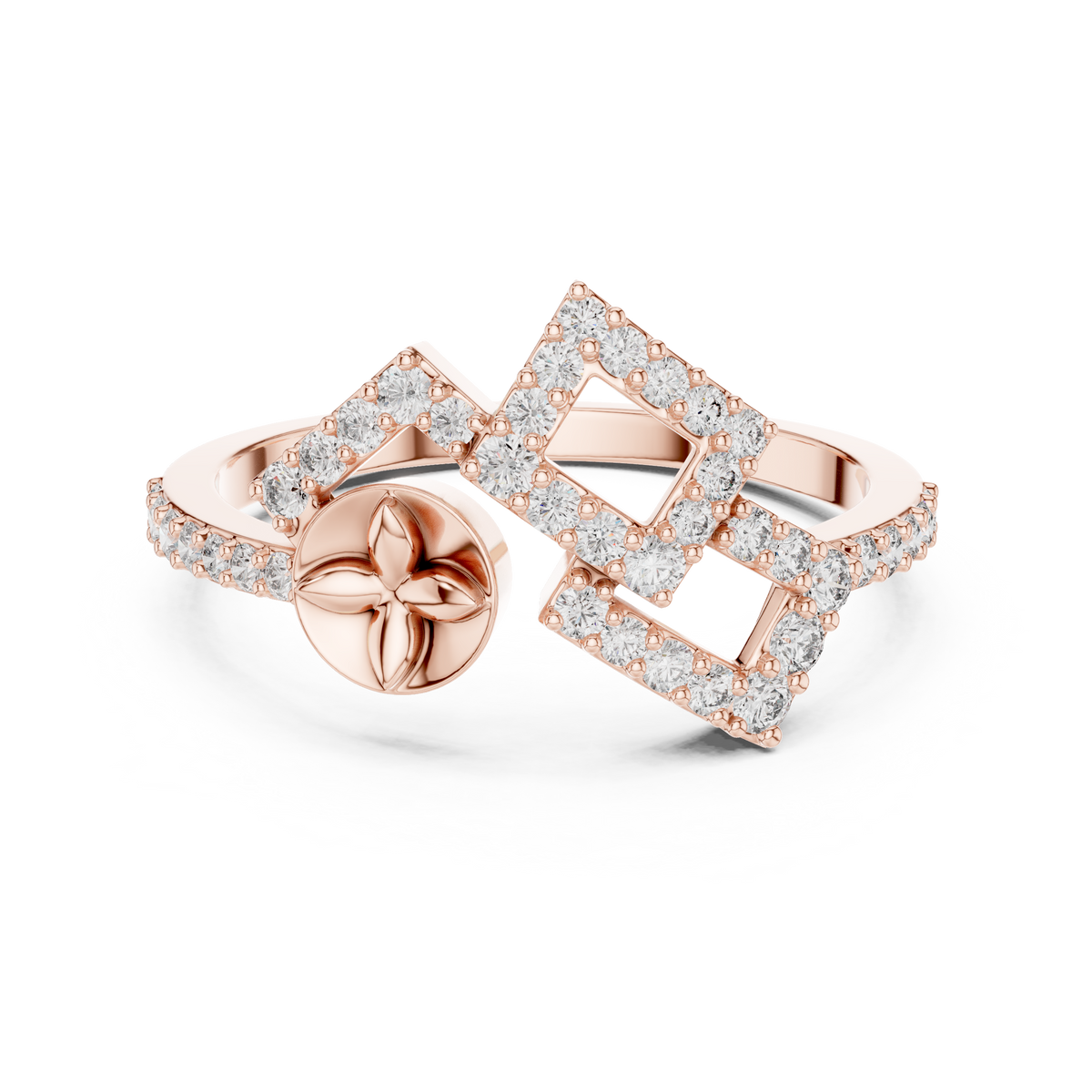 Luxury Square Frame Diamond Designer Ring
