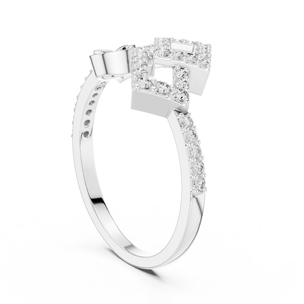 Luxury Square Frame Diamond Designer Ring