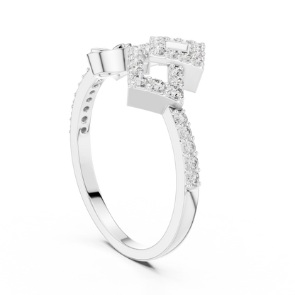 Luxury Square Frame Diamond Designer Ring