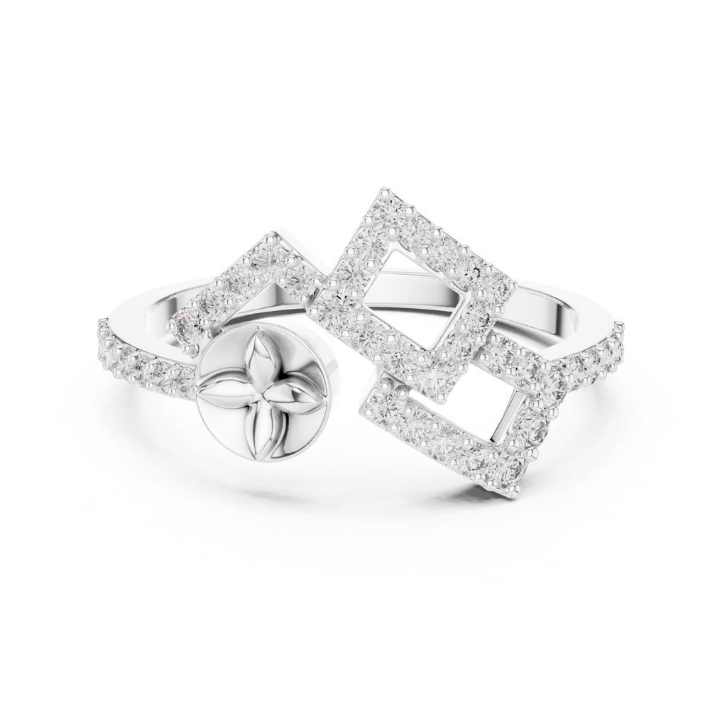 Luxury Square Frame Diamond Designer Ring