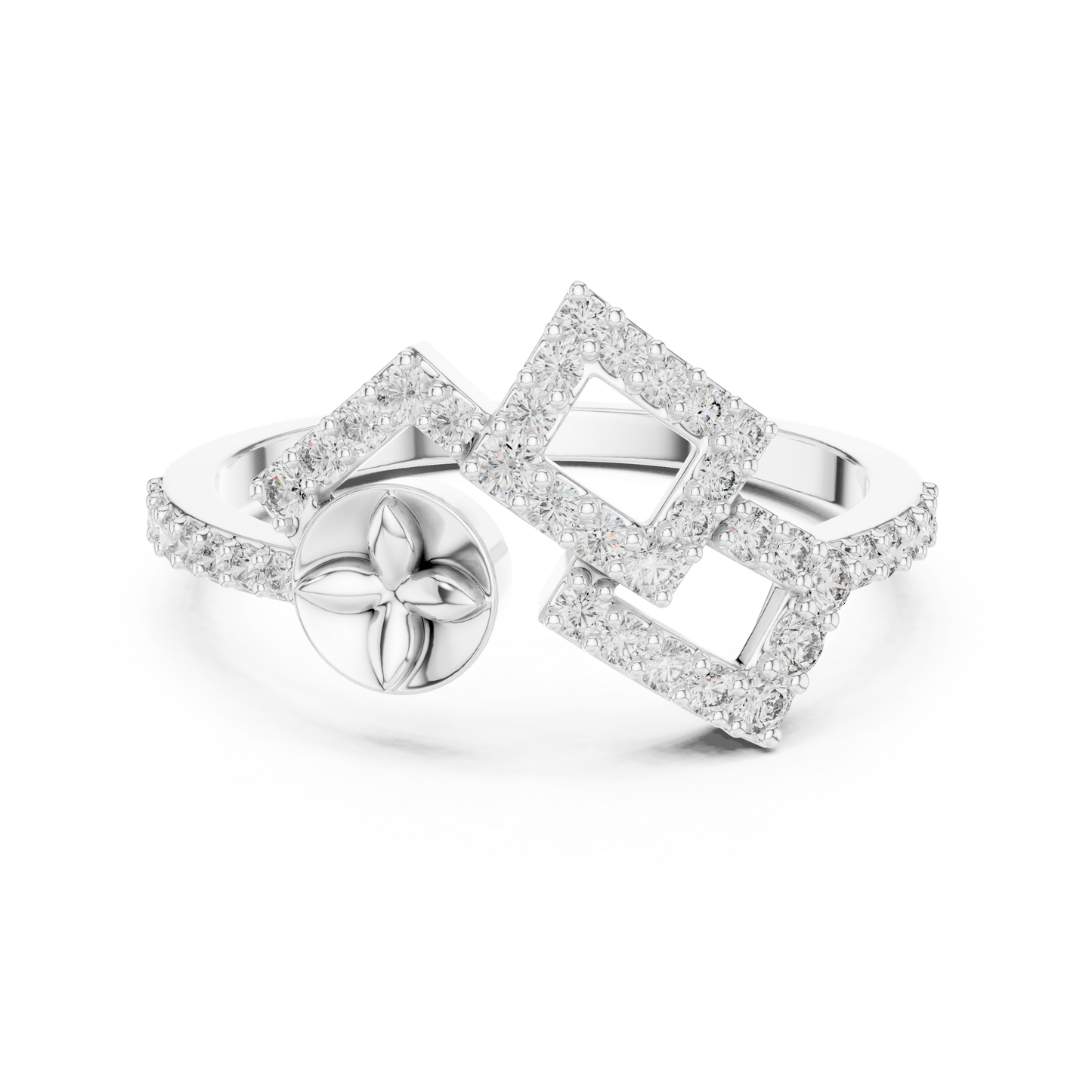 Luxury Square Frame Diamond Designer Ring
