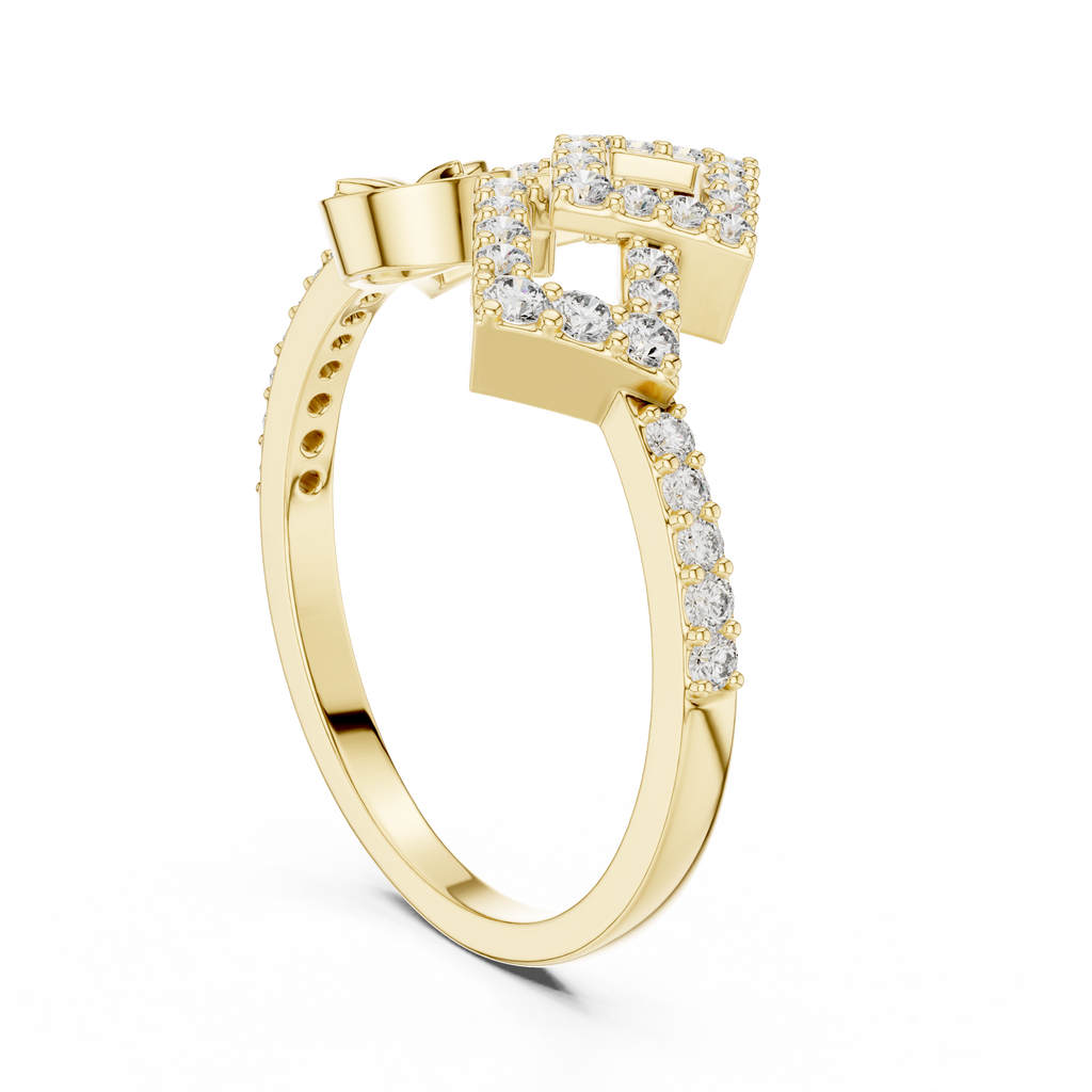 Luxury Square Frame Diamond Designer Ring