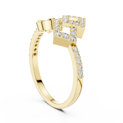 Luxury Square Frame Diamond Designer Ring