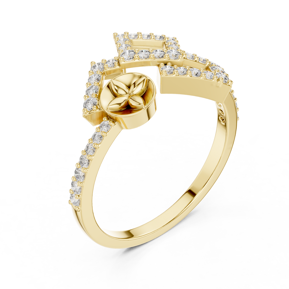 Luxury Square Frame Diamond Designer Ring