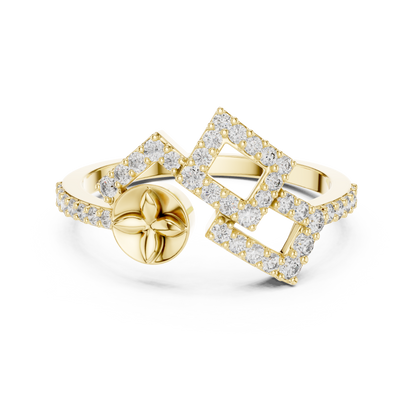 Luxury Square Frame Diamond Designer Ring
