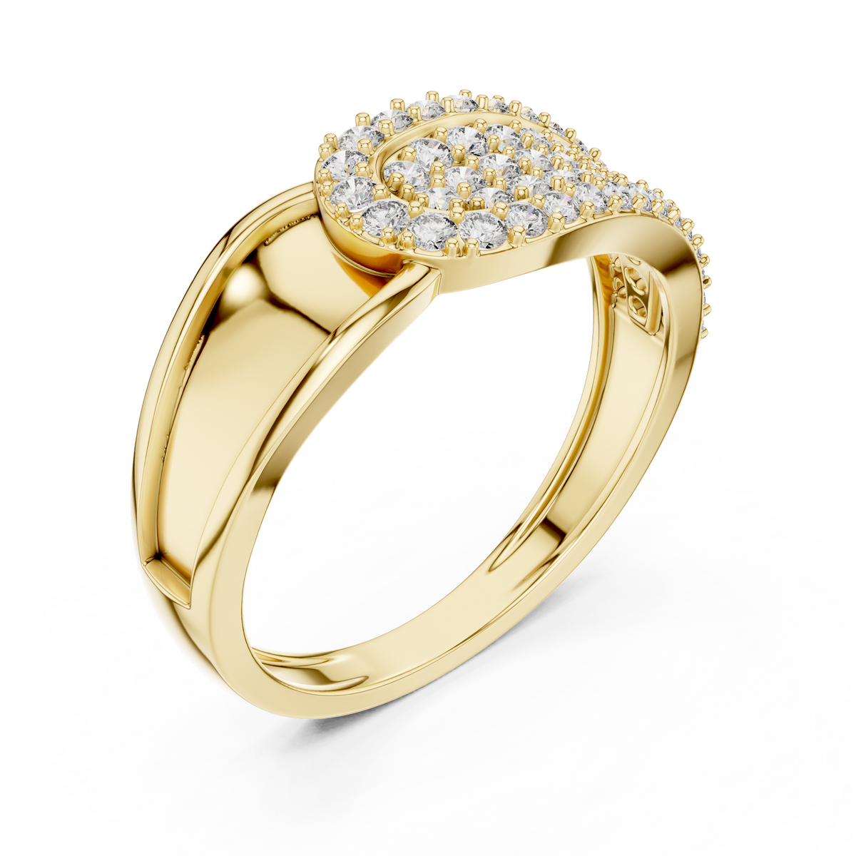 Moderner runder Diamantring – Luxus Designer Goldring