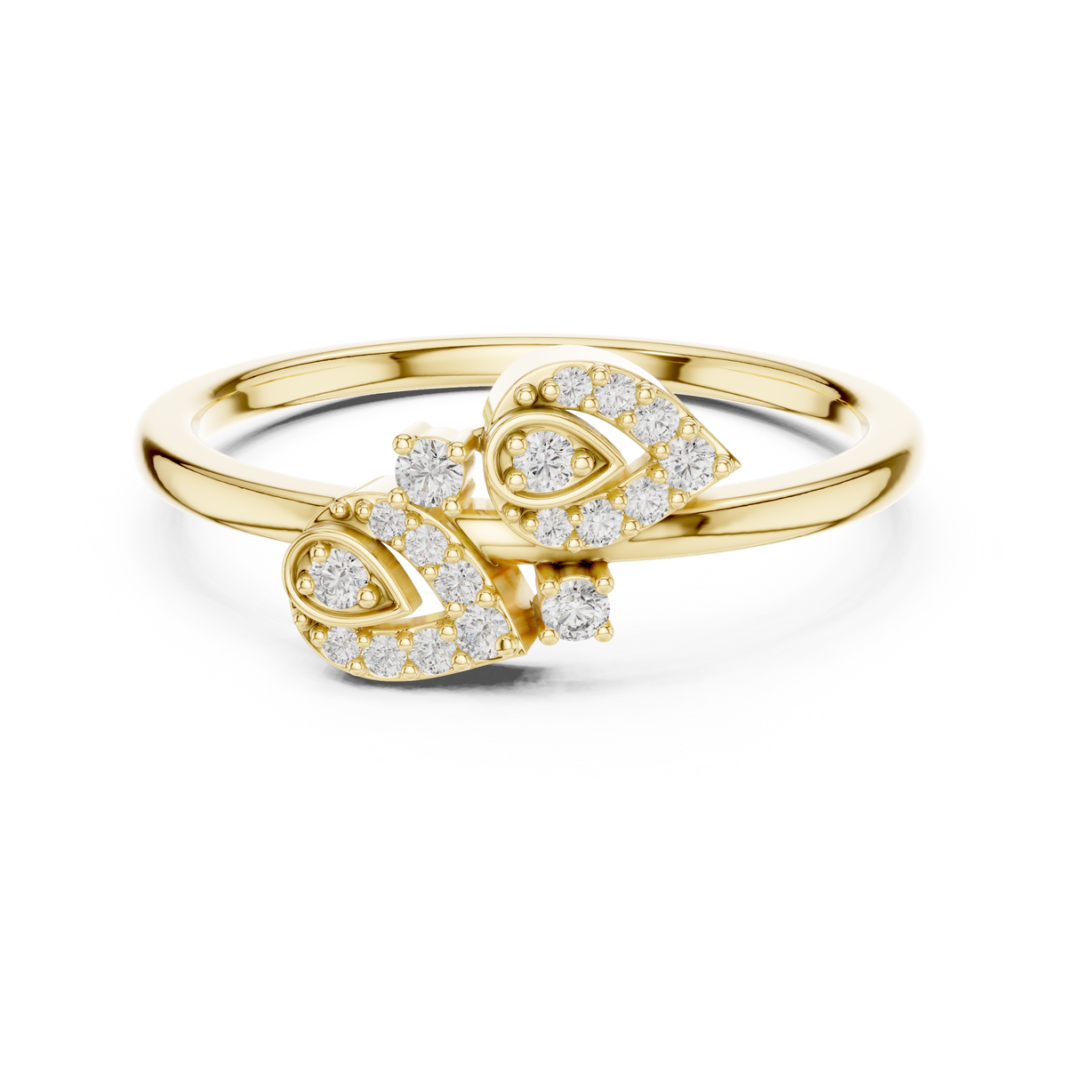 Graceful Teardrop Duo Diamond Ring