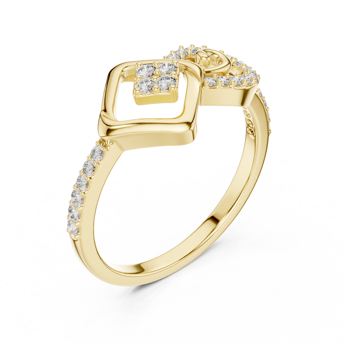 Graceful Loop Diamond Gold Ring