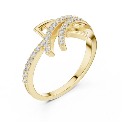 Radiant Feather Diamond Ring