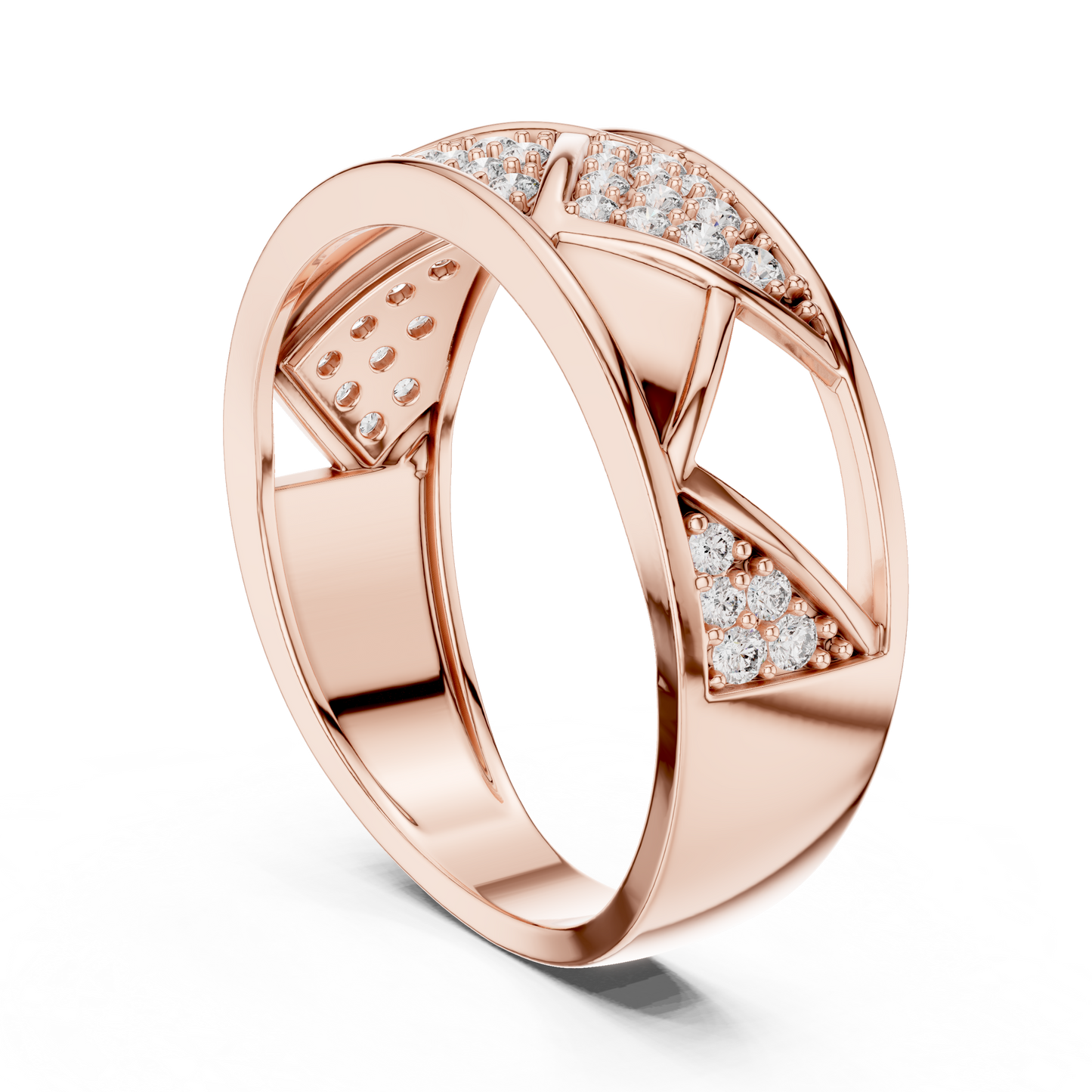 Elegant Diamond Band Ring – Contemporary Geometric Gold Ring