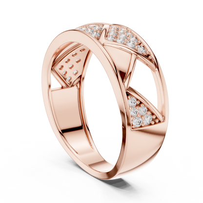 Elegant Diamond Band Ring – Contemporary Geometric Gold Ring