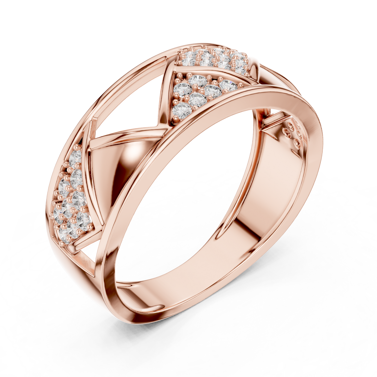 Elegant Diamond Band Ring – Contemporary Geometric Gold Ring