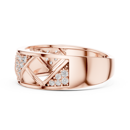 Elegant Diamond Band Ring – Contemporary Geometric Gold Ring