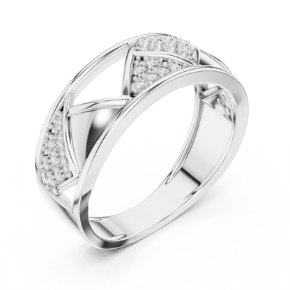 Elegant Diamond Band Ring – Contemporary Geometric Gold Ring