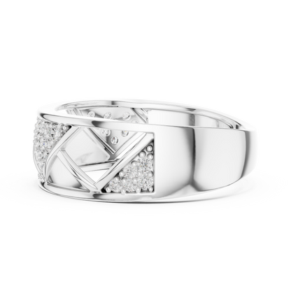 Elegant Diamond Band Ring – Contemporary Geometric Gold Ring