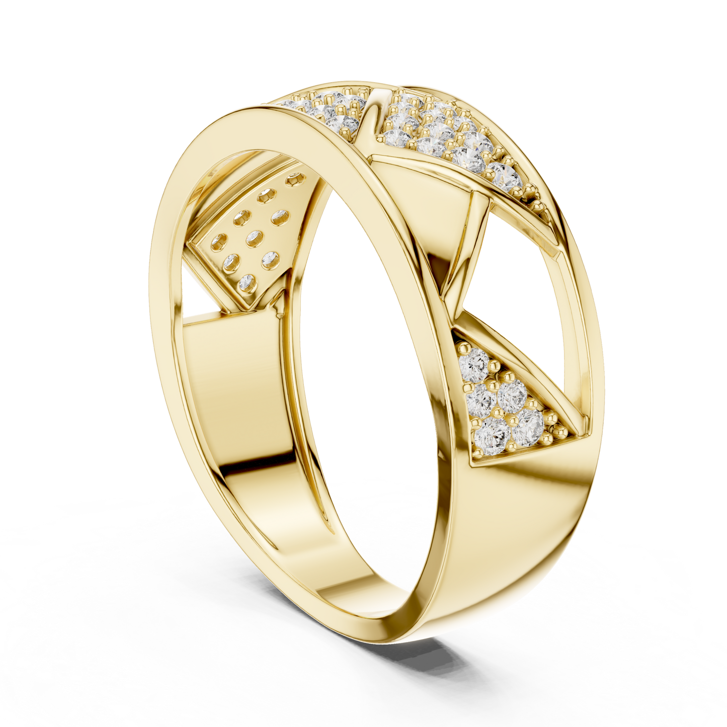 Elegant Diamond Band Ring – Contemporary Geometric Gold Ring