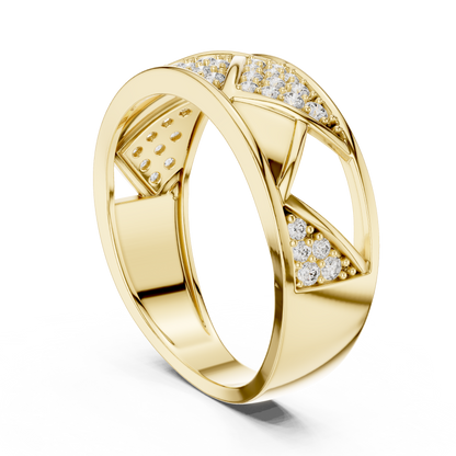 Elegant Diamond Band Ring – Contemporary Geometric Gold Ring