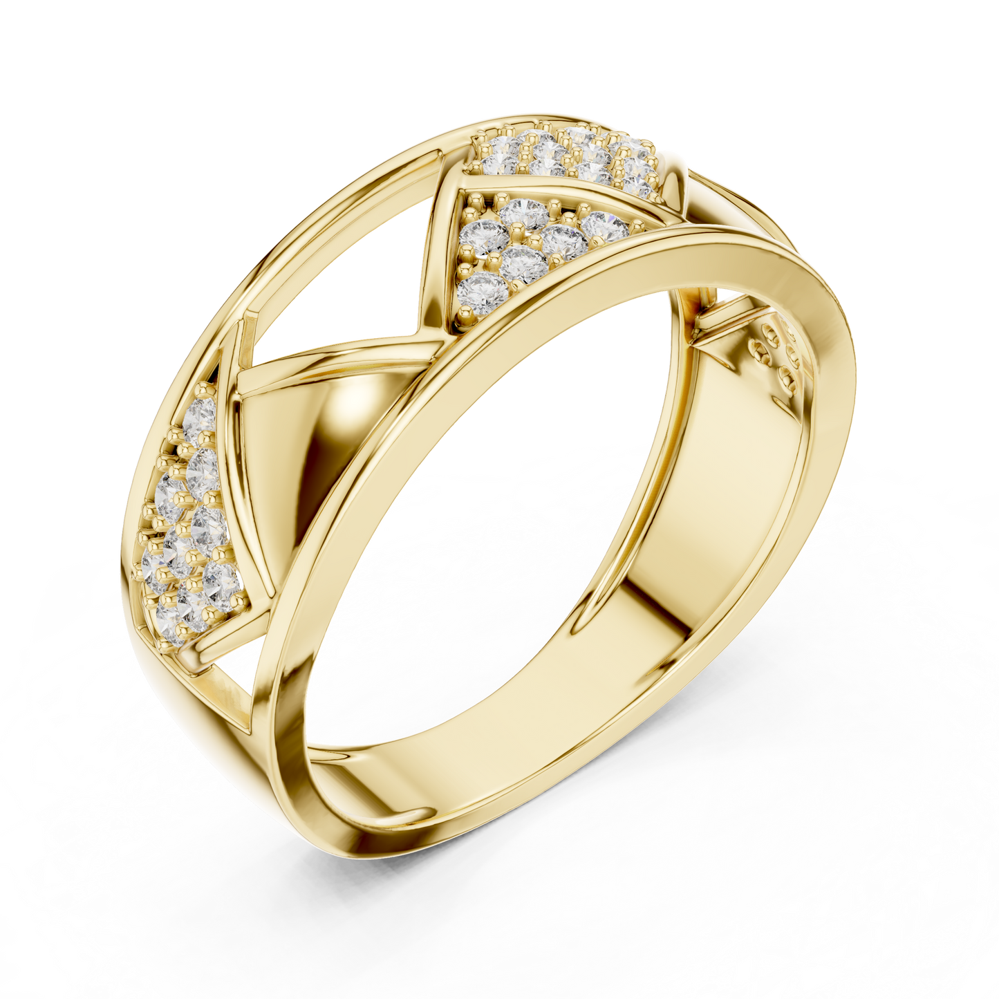 Elegant Diamond Band Ring – Contemporary Geometric Gold Ring