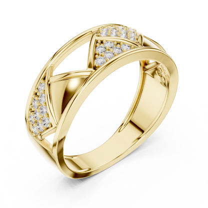 Elegant Diamond Band Ring – Contemporary Geometric Gold Ring