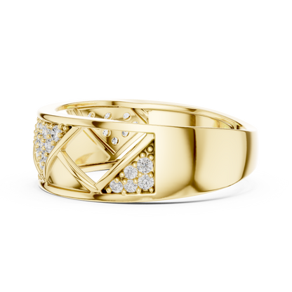 Elegant Diamond Band Ring – Contemporary Geometric Gold Ring