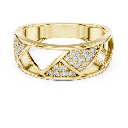 Elegant Diamond Band Ring – Contemporary Geometric Gold Ring
