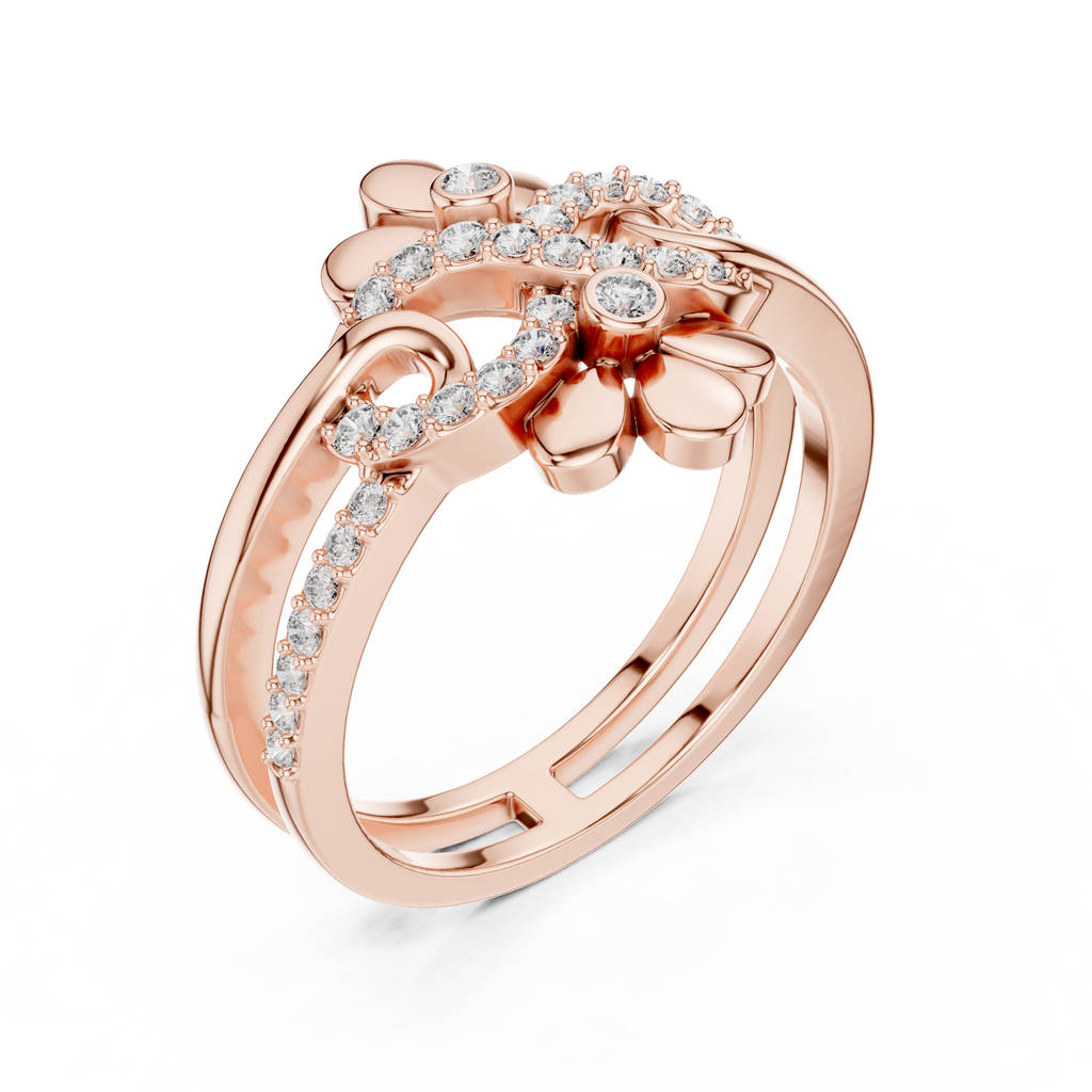 Twin Blossom Diamond Ring