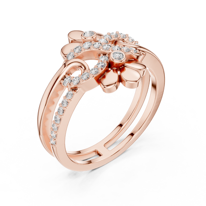 Twin Blossom Diamond Ring