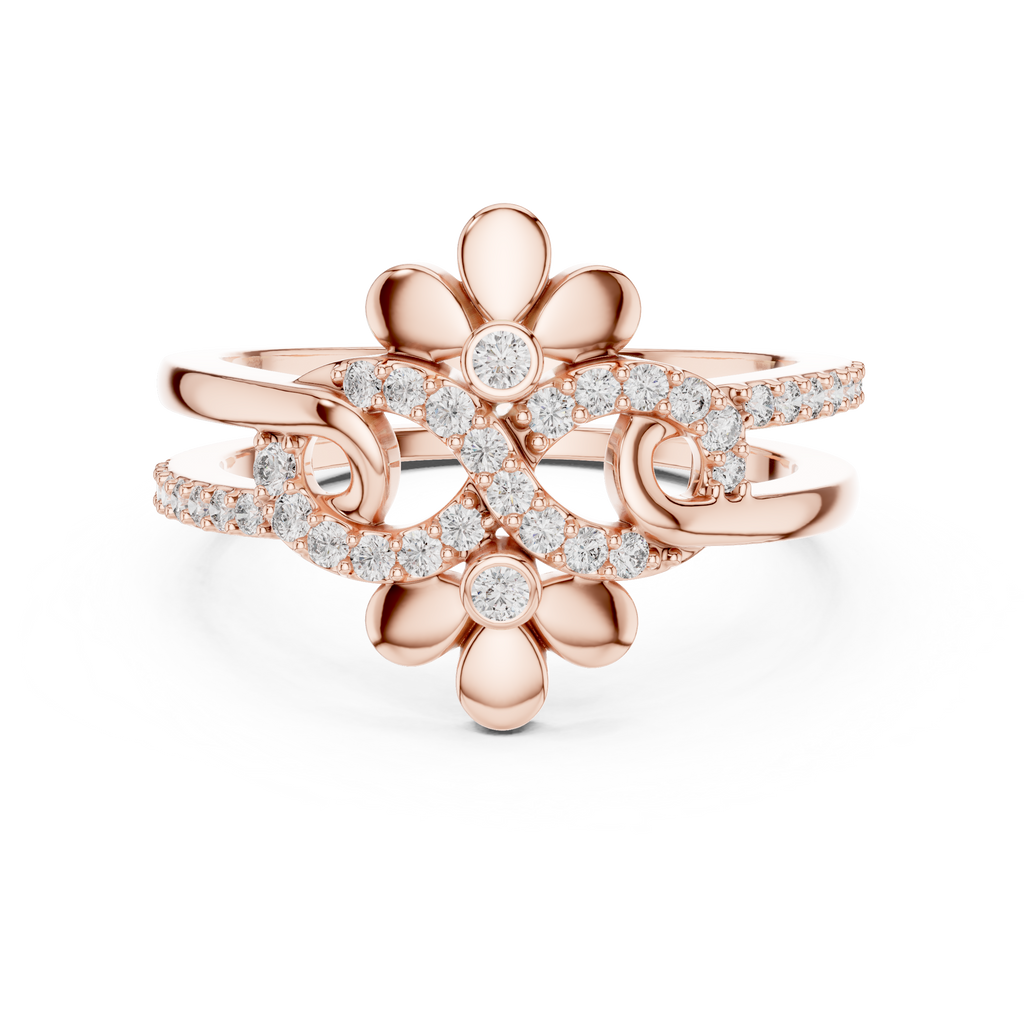 Twin Blossom Diamond Ring