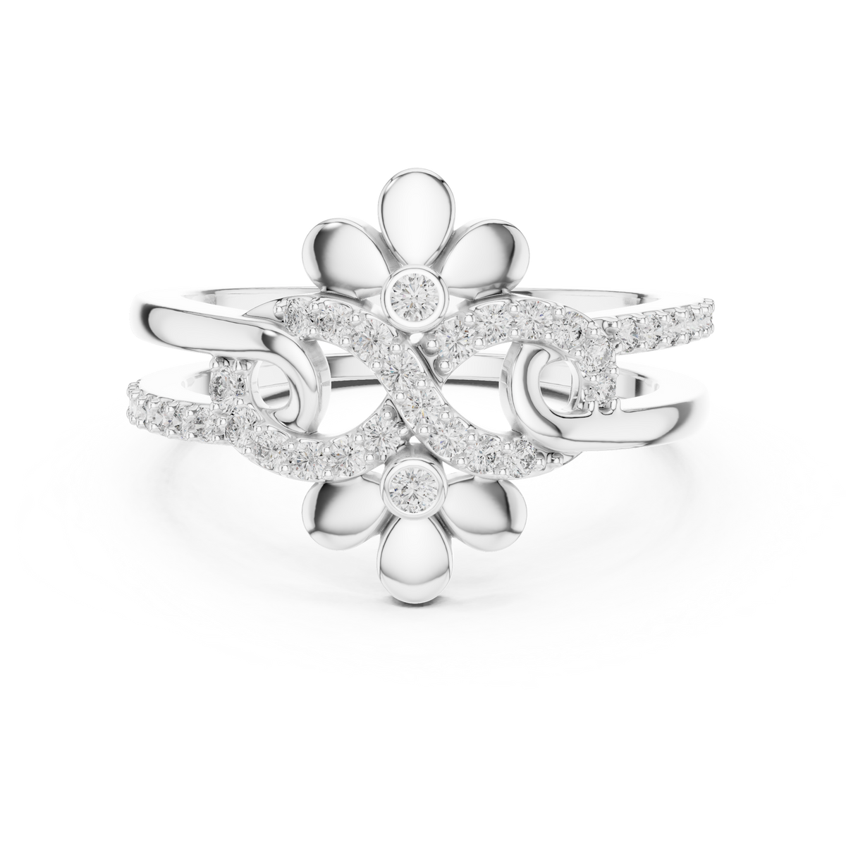 Twin Blossom Diamond Ring