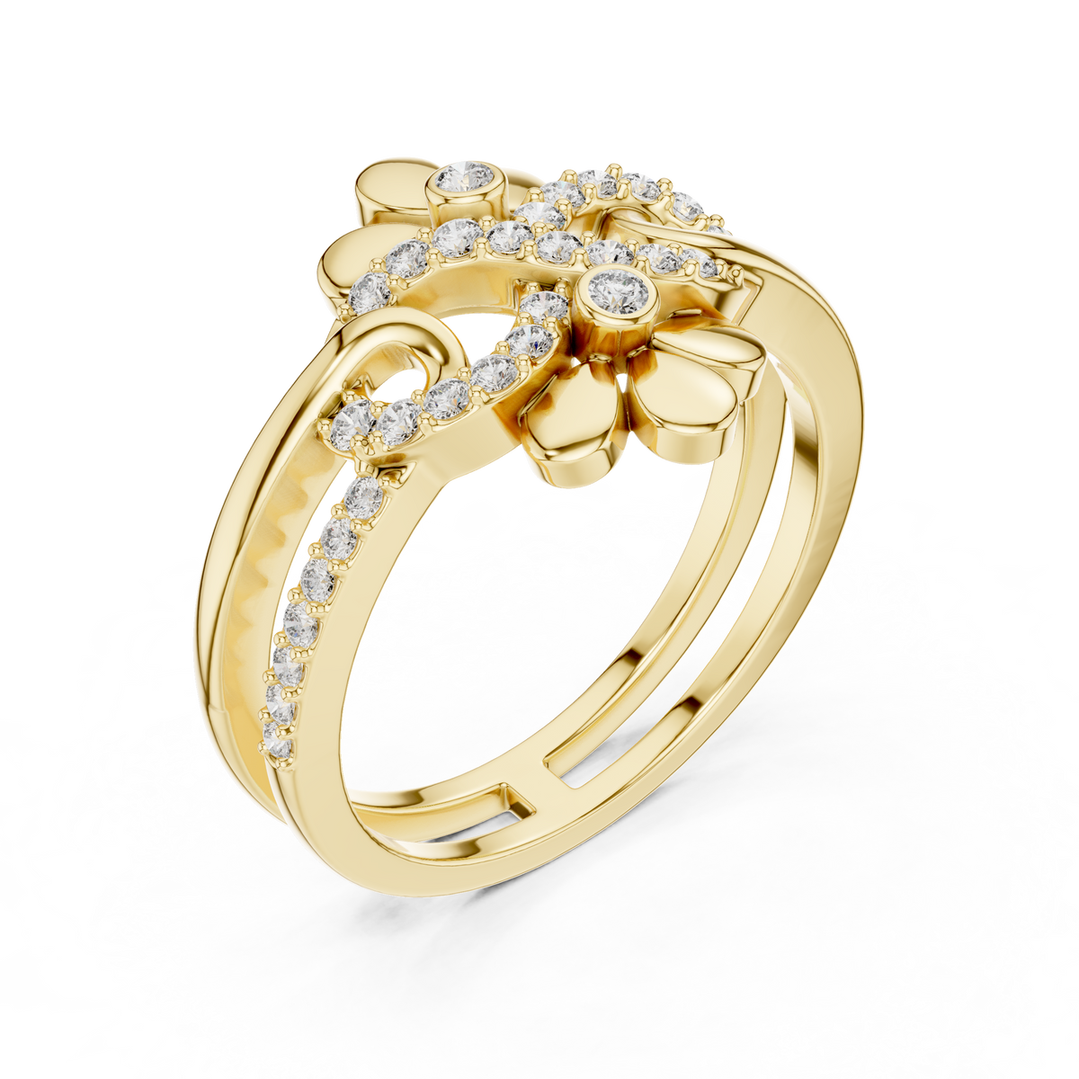 Twin Blossom Diamond Ring