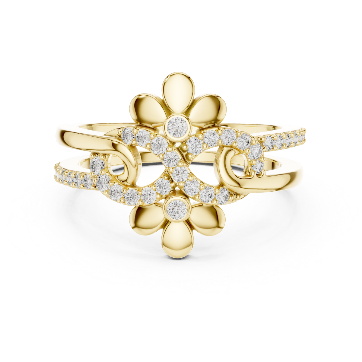Twin Blossom Diamond Ring