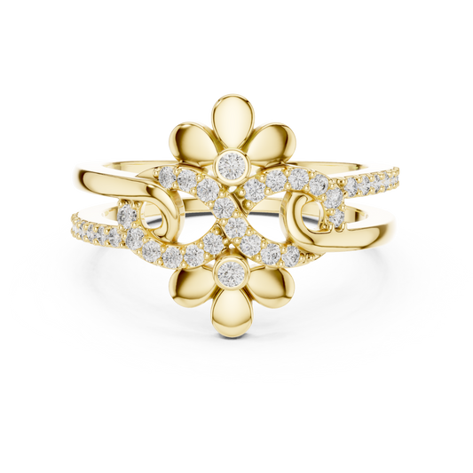 Twin Blossom Diamond Ring