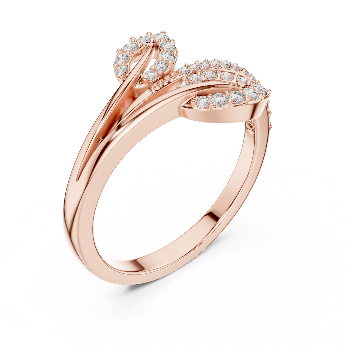 Sparkling Leaf Wrap Ring