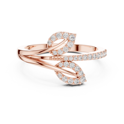 Sparkling Leaf Wrap Ring