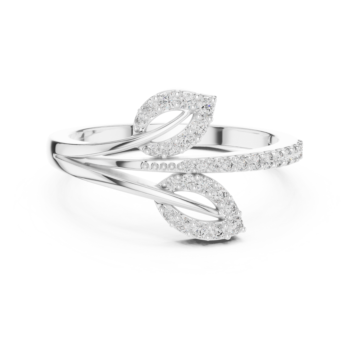 Sparkling Leaf Wrap Ring