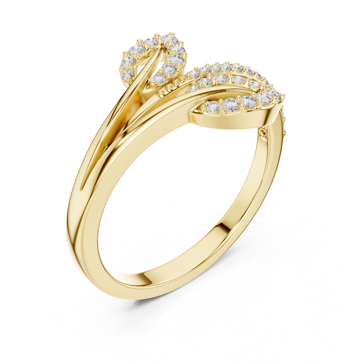 Sparkling Leaf Wrap Ring