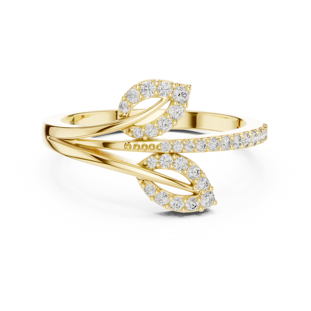 Sparkling Leaf Wrap Ring