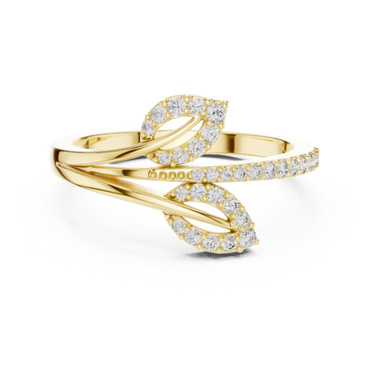Sparkling Leaf Wrap Ring