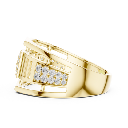 Round Diamond Statement Ring – Luxury Gold Ring for WOMEN
