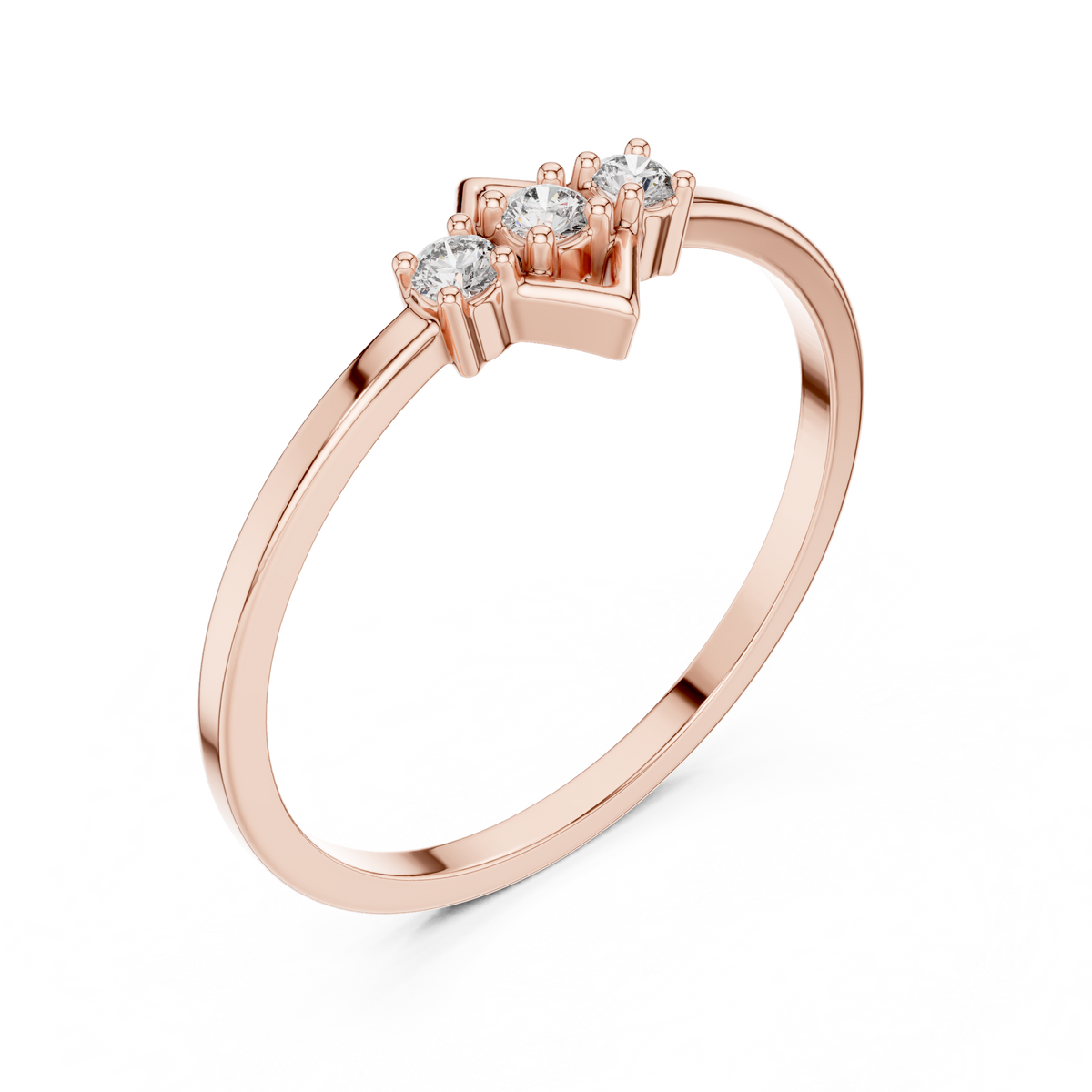 Geometric Diamond Charm Ring