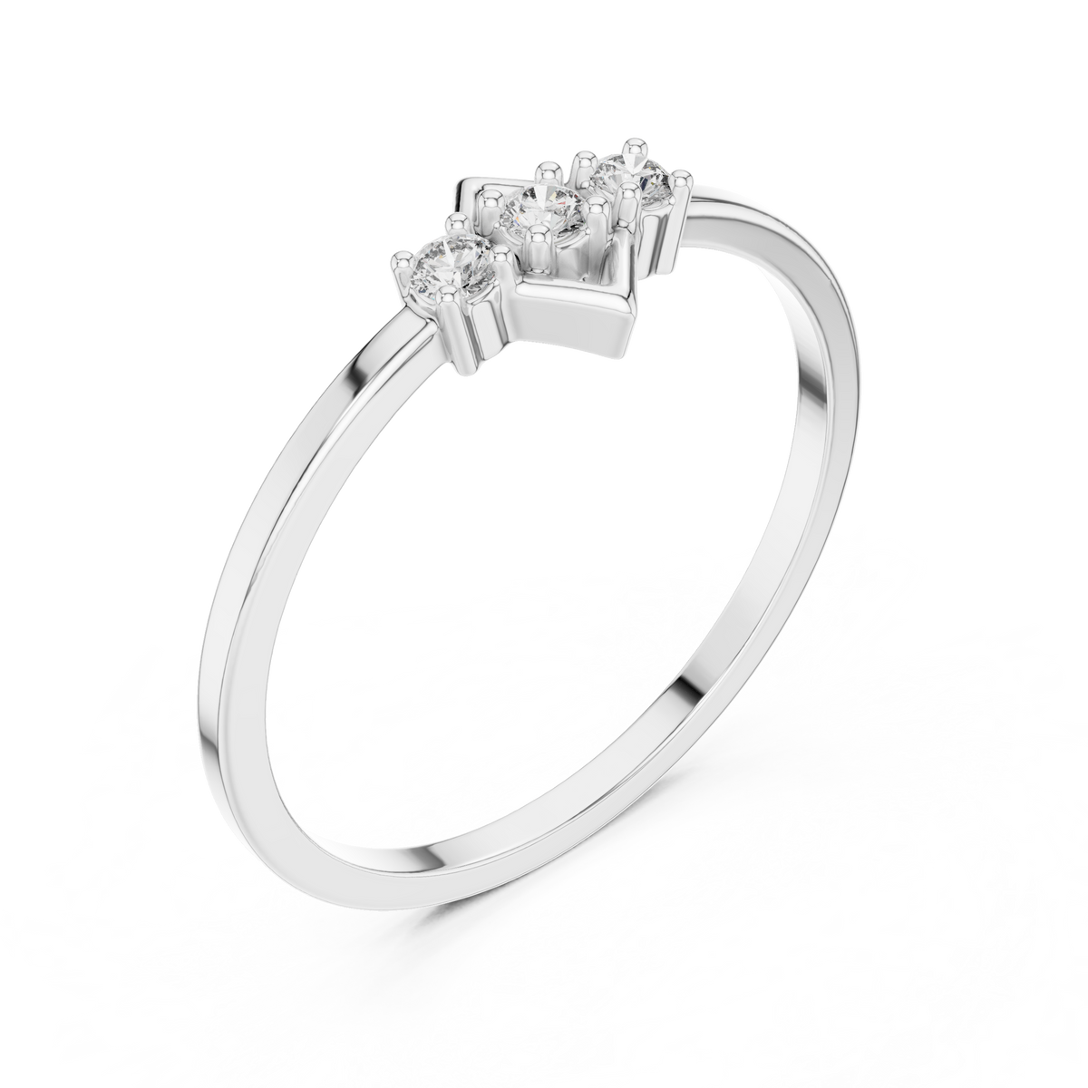 Geometric Diamond Charm Ring