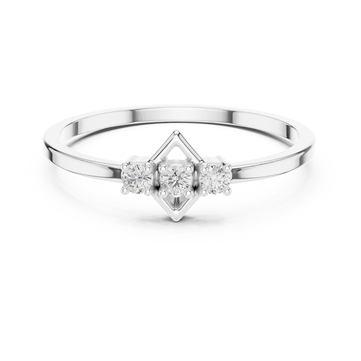 Geometric Diamond Charm Ring