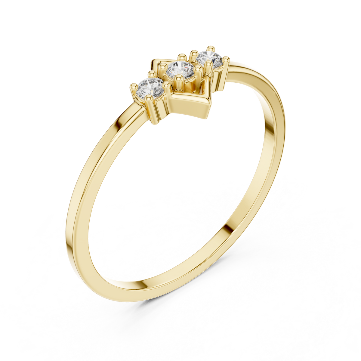Geometric Diamond Charm Ring
